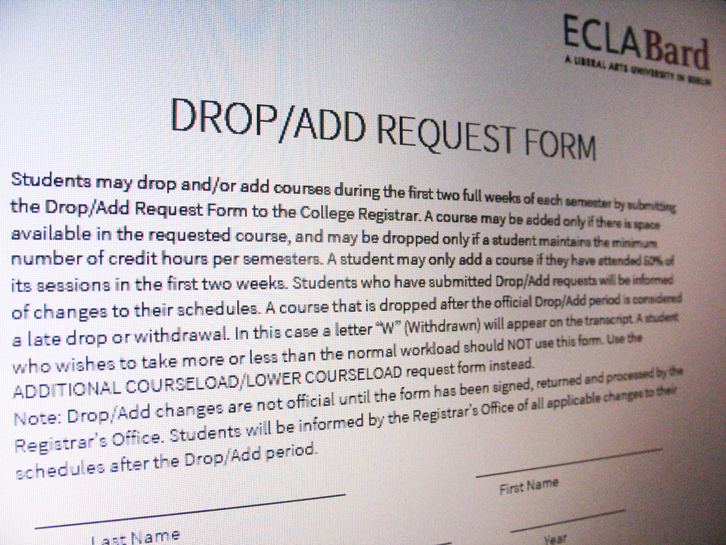 Drop/Add Request form