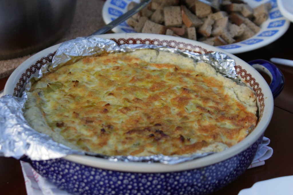 Onion quiche prepared during the annual French Dinner (photo by Valerie Pochko)