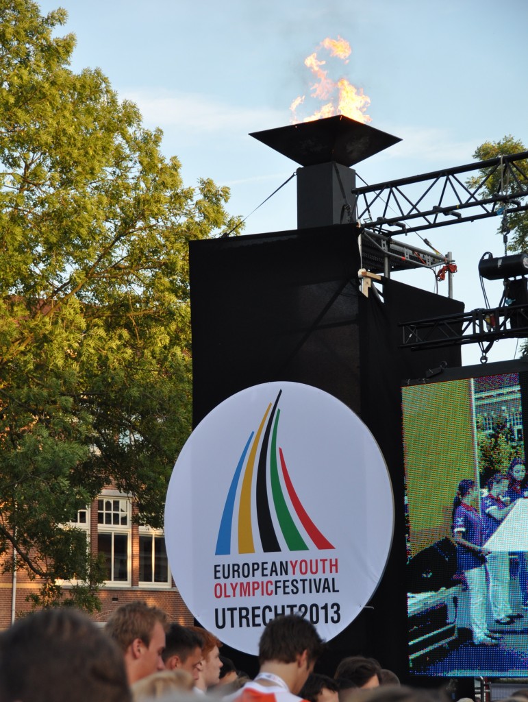 The Olympic Flame, lit by the torch transported all the way from Olympia. (Photo: Hervé Kerouédan)