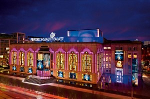 The cathedral like theater Friedrichstadt-Palast.