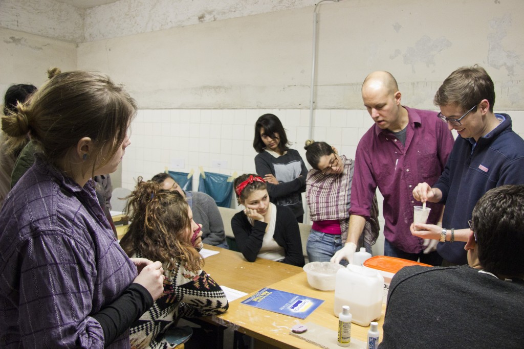 John von Bergen with students at a Sculpture class workshop. Photo: Inasa Bibic