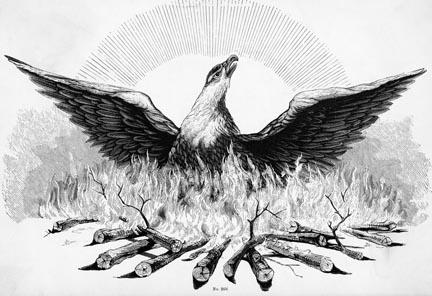 Phoenix rising from flames (Credit: bulletin.swarthmore.edu)
