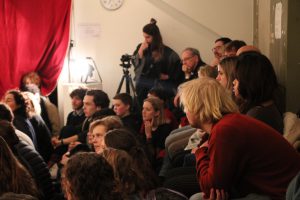 The audience crowds the Factory to watch the performance (Credit: Tamar Maare)