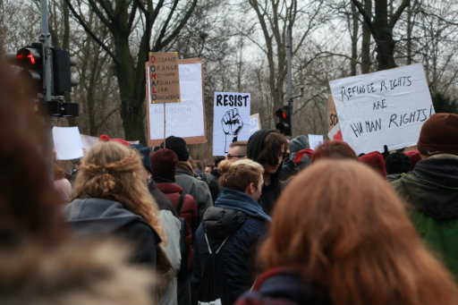 Different Signs at the Berlin anti-Trump Demonstration. (Credit: Abhijan Chitrakar-Phnuyal)