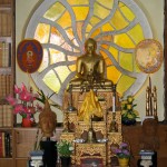 Golden-colored Altar Dedicated to Buddha in the Library .
