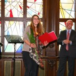Una Blagojevic, one of the graduating students, receiving her BA Diploma in Value Studies