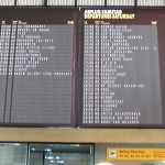 The festival timetable projected at the departure/arrival board at Tempelhof